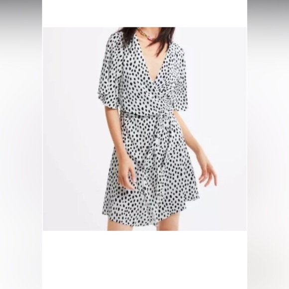Zara Black and White polka dot wrap dress - Picture 3 of 7